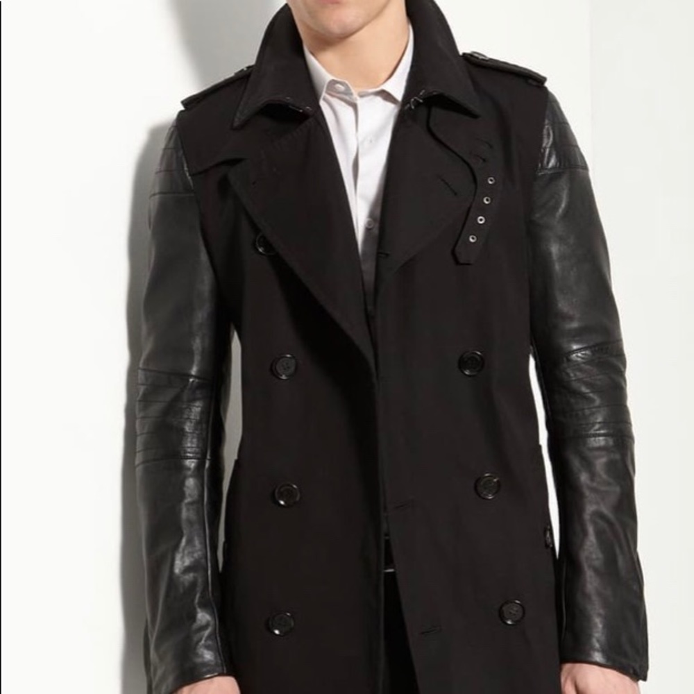 Burberry Trench Coat with Leather Sleeves